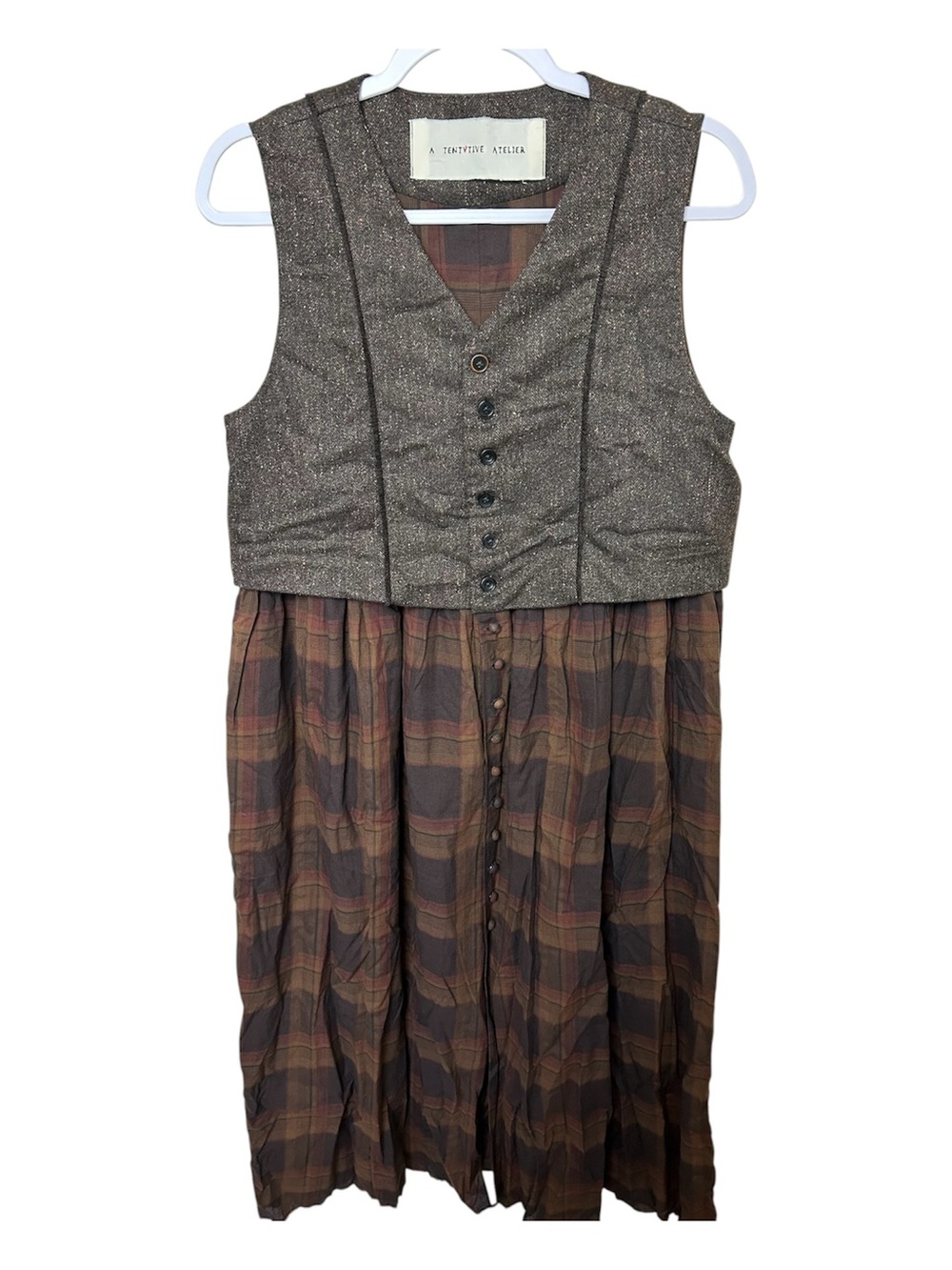 A Tentative Atelier Plaid Vest Long Dress Darkacademia